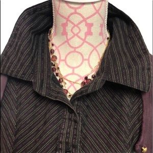 Cato Fall Work or Church Chevron Stripe Pattern Button Down EUC